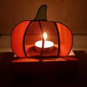 A stained glass pumpkin