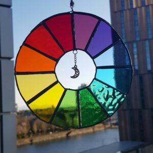 A stained glass colour wheel